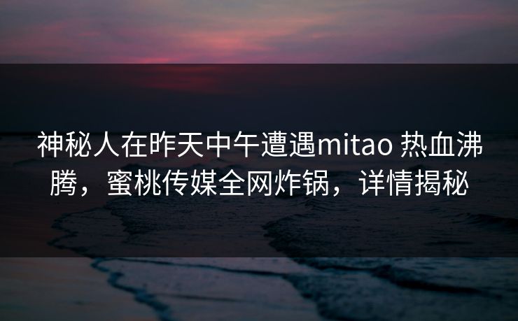 神秘人在昨天中午遭遇mitao 热血沸腾，蜜桃传媒全网炸锅，详情揭秘