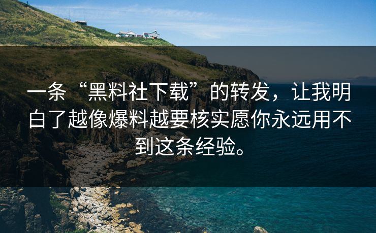 一条“黑料社下载”的转发，让我明白了越像爆料越要核实愿你永远用不到这条经验。